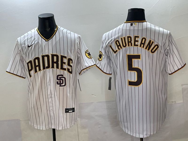 Men San Diego Padres #5 Laureano White Stripe Nike 2025 MLB Jersey 08